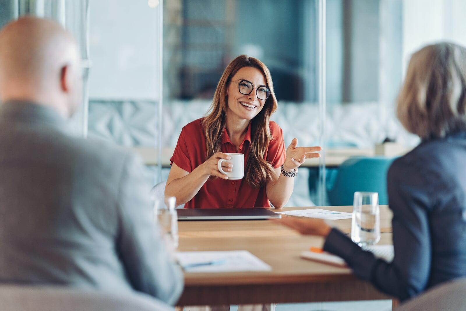 Financial adviser reassuring client during firm transition